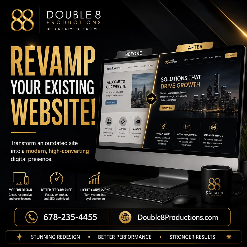 Professional website redesign services by Double 8 Productions